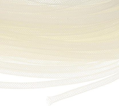 Mesh Tube Ribbon 45 Yards, 4mm Elastic Fabric Ribbons Mesh Tubing for Crafts/Gift Wrapping/Flower Bouquets/Wedding/Birthday/Holiday/Wreaths Christmas/Decoration[Natural White]