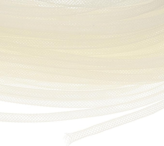 Mesh Tube Ribbon 45 Yards, 4mm Elastic Fabric Ribbons Mesh Tubing for Crafts/Gift Wrapping/Flower Bouquets/Wedding/Birthday/Holiday/Wreaths Christmas/Decoration[Natural White]