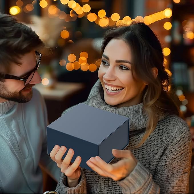 Gift Box 8x8x4 Inch with Magnetic Closure Lid Gift Boxes For Presents,Bridesmaid Gifts Box,Birthday Gift box,Luxury for Gift Packaging, Magnetic Gift Box for Wrapping Gifts(Gentleman Blue)