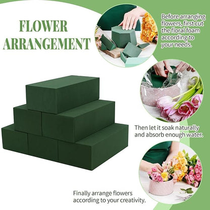 Aktor 48 Pcs Floral Foam Blocks for Fresh & Artificial Flower Arrangement, 8.8” x 4.1” x 2.7” Green Wet Foam for Wedding, Birthdays, Home, Office, and Garden Decorations
