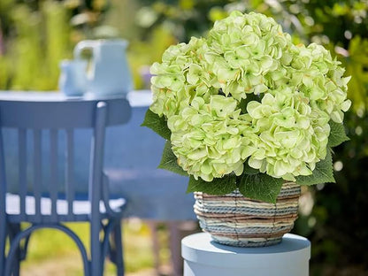 Hollyone Green Hydrangea Artificial Flowers Large Artificial Hydrangeas Silk Flowers for Home Decor Indoor Wedding Flowers Bouquets Faux Flowers Kitchen Centerpiece Table Decorations