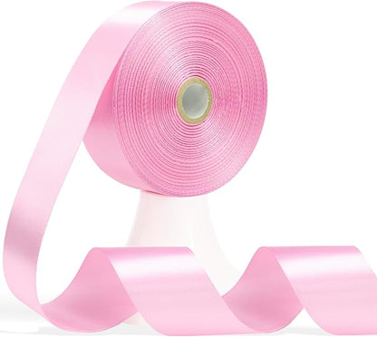 60 Yards Pink Satin Ribbon 1-1/2 Inch, Solid Baby Pink Polyester Fabric Ribbon for Gift Wrapping, Crafts, Flower Bouquet, Wedding, Baby Shower, Easter, Christmas, Mother's Day
