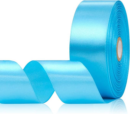 Turquoise Blue Satin Ribbon 1-1/2 Inch 60 Yards, Solid Polyester Fabric Ribbons for Flower Bouquet, Gift Wrapping, Handmade Roses, Crafts, Hair, Wedding