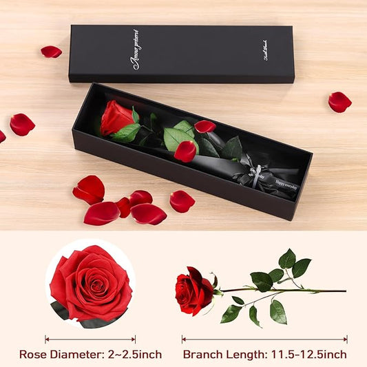 Preserved Rose Gift for Mom - Mothers Day 12'' Preserved Rose Flower Gifts with Elegant Gift Box & Bags, Large Flowers Roses for Her, Women Grandma, Girlfriend, Wife Anniversary Romantic Gift (Red)
