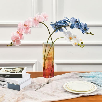 Vase Plastic Vase Elegant Cylinder Flower Vase Shatterproof Decorative Centerpiece for Home Table Office Weddings Events (11.8 x 3.9 in)