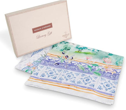 Maison d' Hermine Tablerunners 100% Combed Cotton Premium Table Runner Decorative Table Cover, Home, Kitchen, Dining, Luberon, Double Layer - (14.5"x108")
