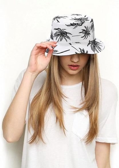 Bucket Hat for Women Men, Cotton Reversible Double Side Wear Sun Hats Beach Fisherman Hat