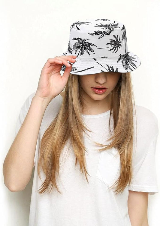 Bucket Hat for Women Men, Cotton Reversible Double Side Wear Sun Hats Beach Fisherman Hat