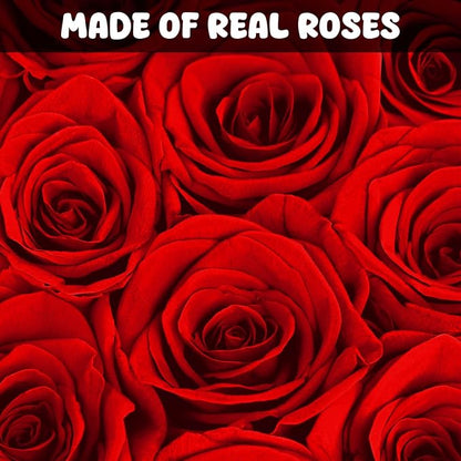 Forever Flowers, 16 Fresh Preserved Rose in Heart Shape Box for Delivery Prime, Eternal Rose for Her Wife Women Anniversary Birthday Red
