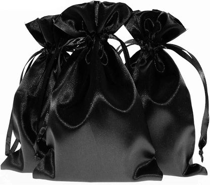 3" x 4" Black Satin Gift Bags, Jewelry Bags, Wedding Favor Silky Drawstring Bags Baby Shower Christmas 50 per Pack
