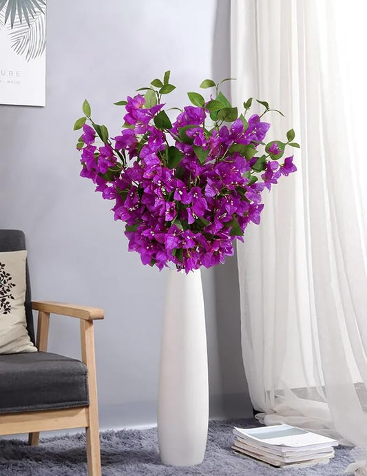 Bougainvillea Artificial Silk Flowers Branches Fake Bougainvillea Stems Faux Bougainvillea Flowers Vine Floral Arrangements for Home Wedding Baby Shower Table Centerpieces Decoration (Purple)