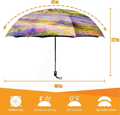 Small Compact Travel Automatic Folding Umbrella for Women, Portable Lightweight, Rain, Wind, UV Sun Shade