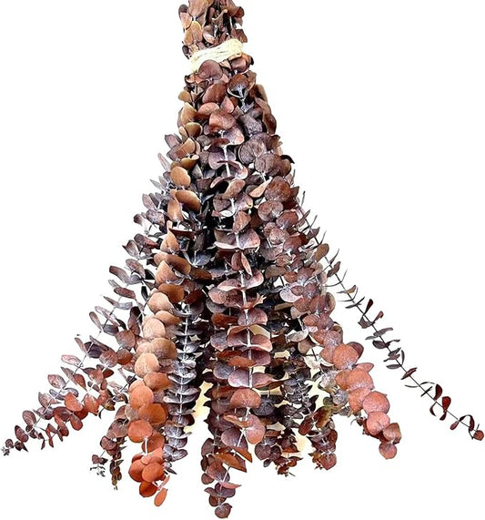 (20Pcs) Dried Eucalyptus Stems - Red, Fall Decorations for Home, Real Long Eucalyptus, Dried Flowers for Vase, 17" Floral Arrangement, Wedding (Orange)