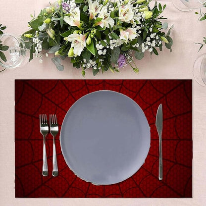 Placemats Set of 4 Red Spider Web Table Mats Linen Place Mats for Dining Kitchen Country Camp Farmhouse Decor 12x18 Inch