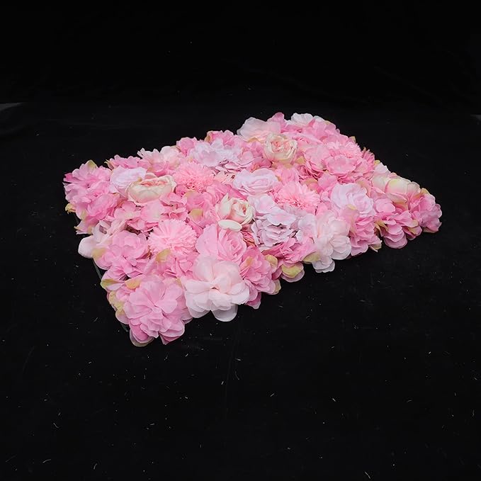 Gdrasuya10 6pcs Realistic Flower Wall Background Artificial Flowers Wall Backdrop Panel 3D Silk Rose Fake Flower Wall Panel Banquet Wedding Party Decor, Photography Background 60 x 40 cm