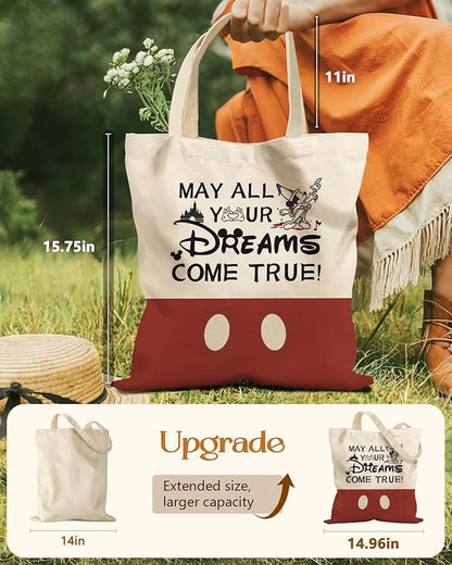 Aesthetic Tote Bag for Women- with Magnetic Buckle and Zipper Inner Pocket Cloth Cotton Canvas Tote Bags