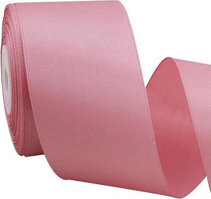 TONIFUL 2 in x 25 Yds Wide Rose Gold Satin Ribbon Solid Fabric Ribbons Roll for Crafts Chair Sash Valentine's Day Gift Wrapping Invitation Cards Floral Hair Bows Sewing Party Wedding Car Decoration