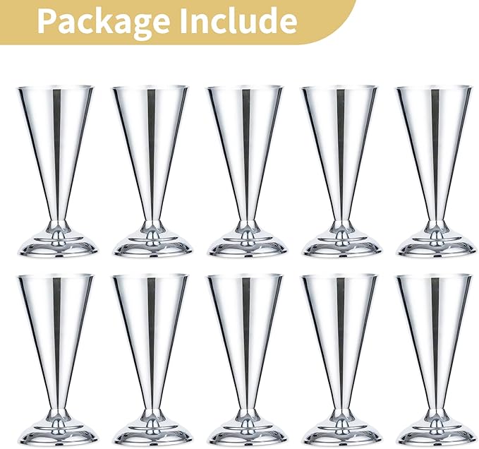 10 Pcs Tabletop Metal Wedding Flower Trumpet Vase, 9.8 inch Table Decorative Centerpiece Artificial Flower Arrangements for Anniversary Ceremony Party Birthday Event Aisle Home Decoration, Silver