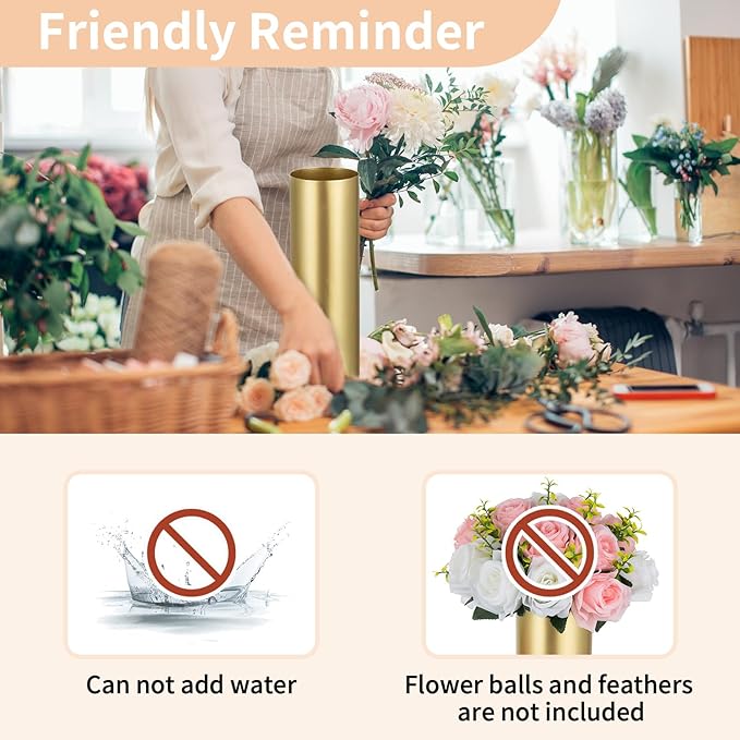 NUPTIO Gold Flower Vases for Centerpieces: 2 Pcs 5.1 inch Small Metal Flowers Vase Stand Wedding Centerpieces for Tables Centerpiece Table Decorations