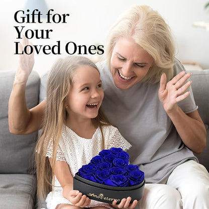 Flower, Forever Roses in A Box, Fresh Flowers, Birthday Gifts for Her, Women, Mom, Girlfriend, Wife, Grandma,Blue Forever Rose