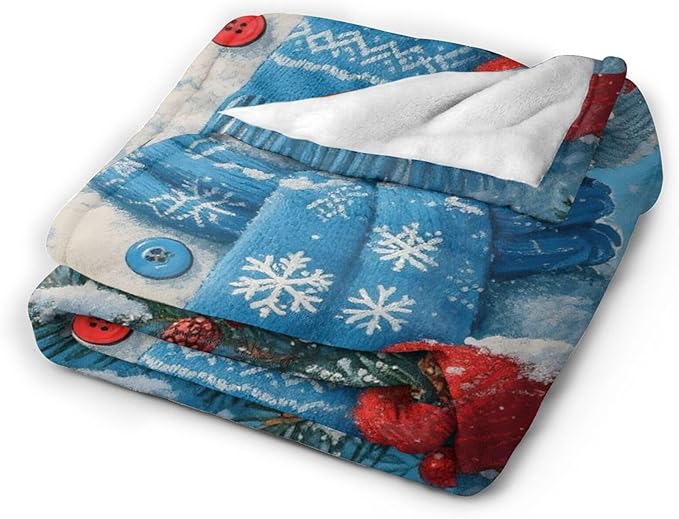 Snowman Blanket Christmas Throw Blanket Winter Snow Soft Cozy Fleece Fuzzy Stuffed Plush Flannel Gifts for Girls Women Boys Kids Adults 50"X60"