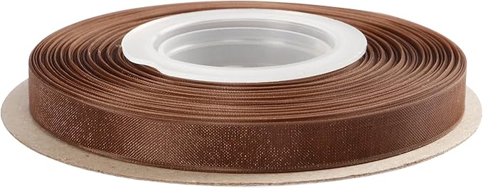 3/8 Inch Brown Shimmer Sheer Organza Ribbon Sheer Chiffon Ribbon 50 Yards-Roll Multiple Colors Available for Gift Wrapping Wedding Events Christmas Décor