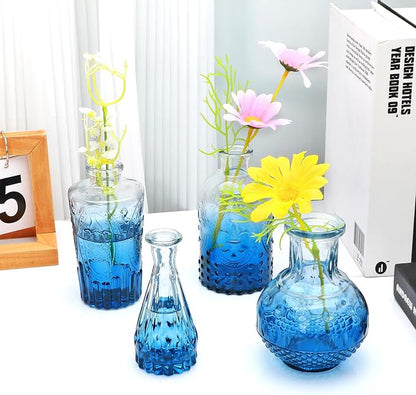 Brajttt Bud Vase Set of 25, Dark Blue Vases, Glass Bud Vases in Bulk, Small Vases for Mini Flower Vase Set, Cute Vintage Glass Set for Flower,Wedding,Home,Centerpiece Table Decorations