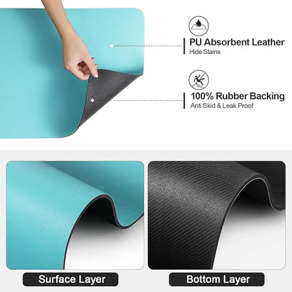 Dish Drying Mat for Kitchen Counter | Coffee Bar Mat for Countertops | Heat Resistant Drainer Mat with Non-slip Rubber Backed | Hide Stain Kitchen Absorbent Draining Mat | Turquoise 16"x20"