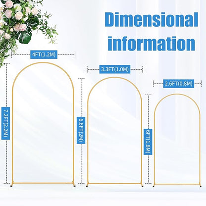Metal Arch Backdrop Stand Set of 2 (7.2FT/6FT), Easy Assemble Balloon Arch Stand Kit, Decorative Backdrop Arch Stand, Gold Wedding Arch for Birthday Party and Baby Shower Decoration
