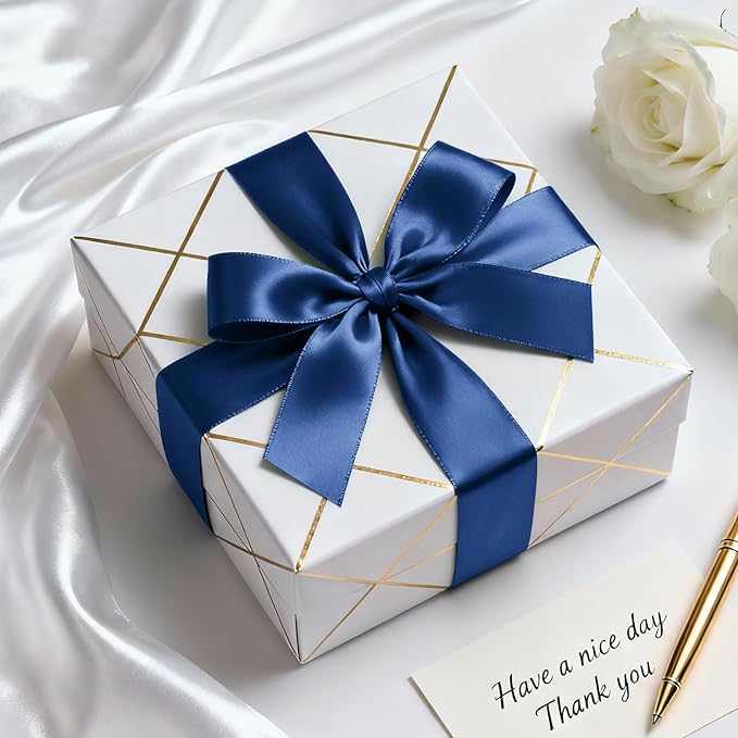 1-1/2" x 50 Yards Satin Ribbon - Navy Blue Silk Ribbon with Spool - Ideal for Gift Wrapping, Floral Bouquets, Crafts, Wedding Party Decorations, Christmas and Sewing Projects