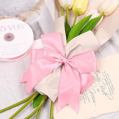 Pink Satin Ribbon, Double Faced 2 Inch X 25 Yards Pink Ribbon, Premium Satin Ribbon for Gift Wrapping, Crafts, Hair Bow Making, Sewing, Flower Bouquet, Wedding Party Decor