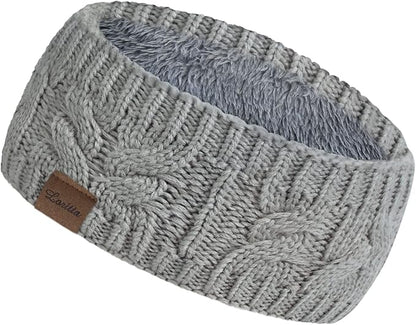 Loritta Womens Ear Warmers Headbands Winter Warm Fuzzy Cable Knit Head Wrap Fleece Lined Gifts