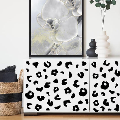 10 Sheets 360Pcs Leopard Wall Decals Removable Peel & Stick Wall Stickers Self-Adhesive Animal Print Vinyl Decor for Nursery, Car,Door, Home, Bedroom, DIY Easy Installation (Black)