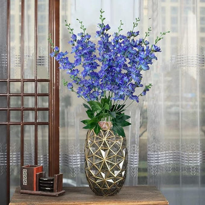 8 pcs Blue-Purple Delphinium Artificial Flowers, 34.25''Artificial Snapdragon Flowers Tall Fake Flowers Silk Flowers Faux Delphinium Bulk for Tall Vase Home Wedding Garden Table Decor (Blue-purple)