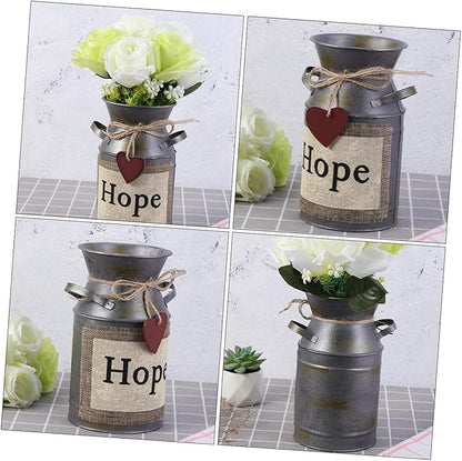 Zerodeko 2pcs Vintage Style Decorative Flower Buckets Retro Iron Plant Containers Creative Rustic Flower Arrangement Pots for Home Wedding Living Decor