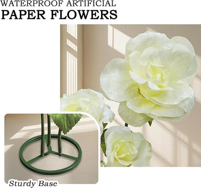 Large Artificial Faux Flower Set Outdoor/Indoor Decor - 3D Giant Flowers for Decoration for Garden Hotel Office Photography Props Wedding Art Gallery Shop Window Display (Yellow)