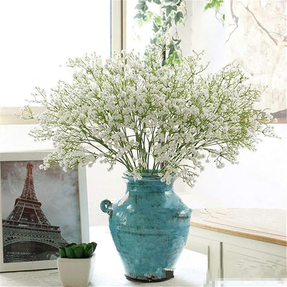 9 Pack Real Touch Artificial Baby's Breath Flowers - 21" Bendable Stems for Wedding Bouquets, Home Centerpieces & Outdoor Decor (Waterproof, Dustproof, White)