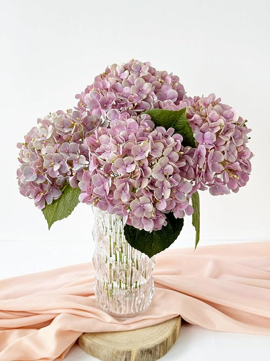 4 Pcs 20'' Real Touch Hydrangeas Light Pink Artificial Hydrangeas Flowers Faux Latex Lifelike Hydrangea for Kitchen Living Room Porch Home Decor Baby Shower Party Wedding Table Centerpiece