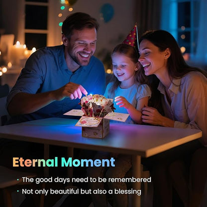 3D Anniversary Pop Up Cards with Music, Romantic LED Light 3D Flower Gift Box, Handmade Foldable Greeting Cards Box with Envelope for Anniversary,Festivals & Special Occasions