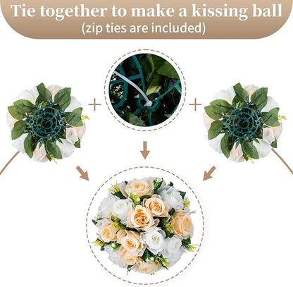 Sziqiqi Faux Silk Rose Flowers Artificial Flowers for Wedding Party Centerpiece Decorations Home Decorative Flowers, Champagne & White