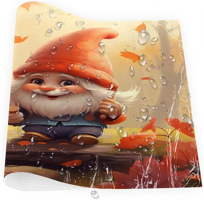Fall Gnomes Cute Placemats Set of 1 PVC Vinyl Non Slip Table Mats Heat Resistant Place Mats Washable Wipeable Dining Table Mat for Kitchen Decor Party Indoor Outdoor Decorative Gift