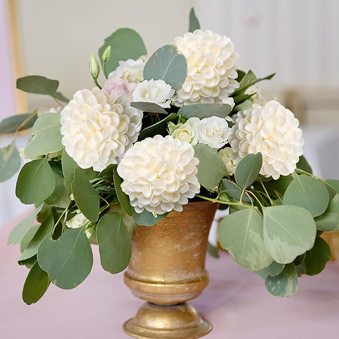 Artificial Flowers, 25pcs Realistic Artificial Rose for DIY Wedding Bouquets Centerpieces Arrangements, Cream Dahlia Flowers with Stem for Bridal Shower Party Home Decorations