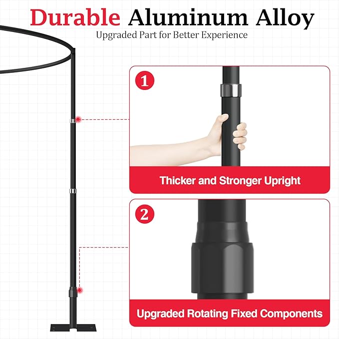 EMART Backdrop Stand Heavy Duty 10x10Ft, Round Pipe and Drape Photo Background Support Kit, Adjustable Metal Frame with Flat Base for Wedding Birthday Party Decorations-Black