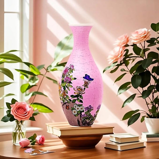 3D Puzzle Vase, 160 Curved Pieces DIY Flower Vase Craft Kit & 3D Puzzles for Adults, Creative Jigsaw Art Project Home Décor Centerpiece, (A-Chrysanthemum Garden)