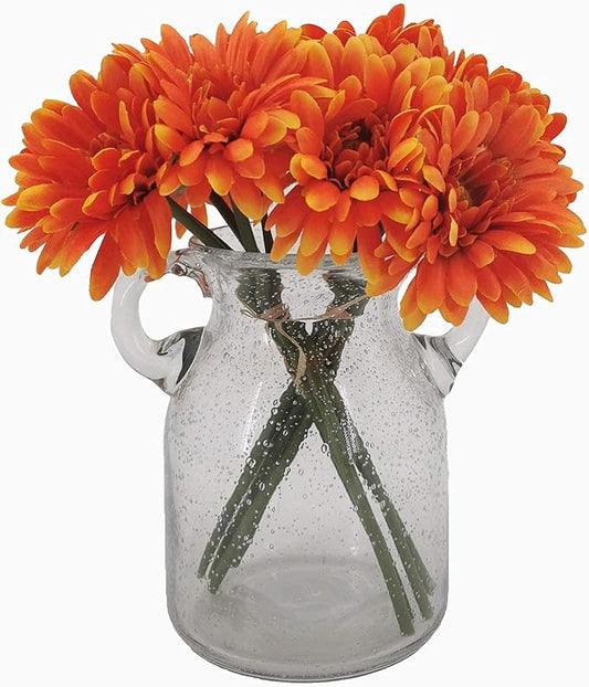 TOPIA Artificial African Daisies Flowers African Daisy Silk Flowers Artificial Gerbera Daisies Pack of 10 (Orange)