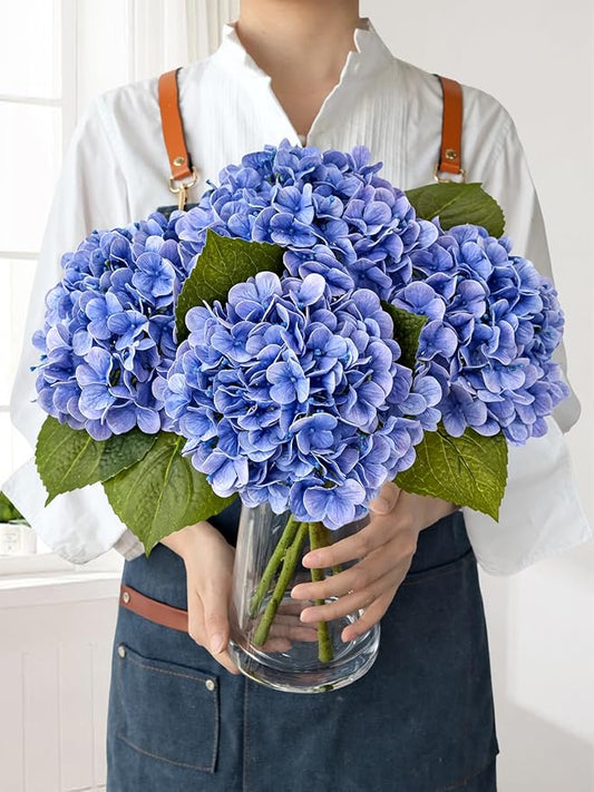 Hydrangea Artificial Flowers, Lifelike Latex Silk Real Touch Faux Hydrangea Flowers, Artificial Hydrangeas Bouquet for Wedding Centerpieces Tables Party Home (Royal Blue)