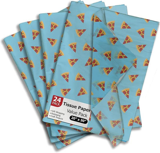 Pizza Printed Tissue Paper for Gift Bags or Boxes and Wrapping - Food Bulk Decorative Art Tissue Paper for Packaging and Gifting | 24 Sheets 20" x 30"