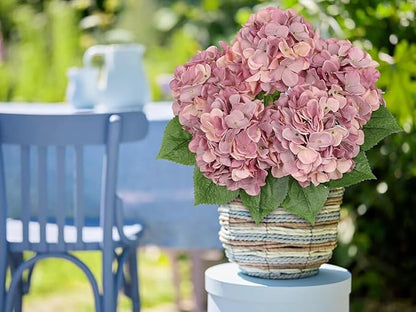 Hollyone Pink Purple Hydrangea Artificial Flowers Large Artificial Hydrangeas Silk Flowers for Home Decor Indoor Wedding Flowers Bouquets Faux Flowers Kitchen Centerpiece Table Decorations