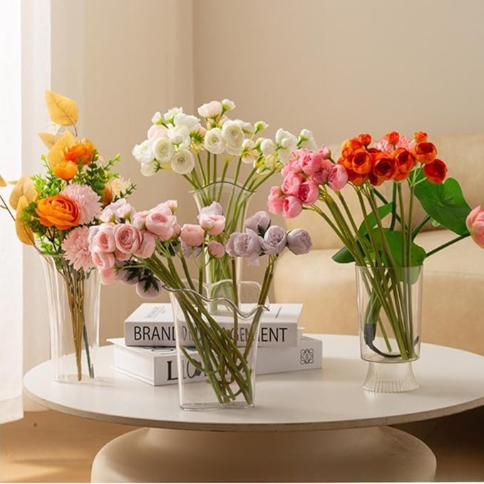 Clear Acrylic Tall Pedestal Vase, Modern Transparent Decorative Centerpiece for Flowers,Non-Breakable Lightweight Plastic Bouquet Vase for Dining Table,Entryway,and Living Room Home Decor