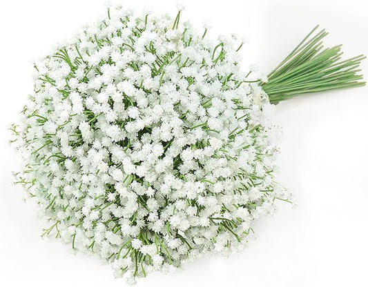 DEEMEI 21 PCS Babys Breath Artificial Flowers Fake Babys Breath Flowers Artificial Bulk White Gypsophila Bouquets Real Touch Faux Flowers for Wedding Floral Arrangement Party Home Decoration